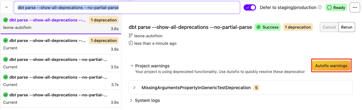 Learn what deprecations need to be auto fixed